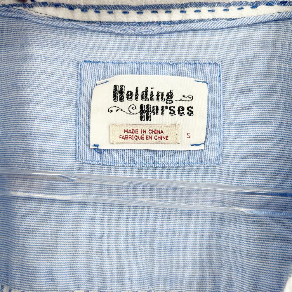 Anthro Holding Horses Blue White Stripe Wrap High Low Tunic Top Coastal Womens S - Picture 6 of 13